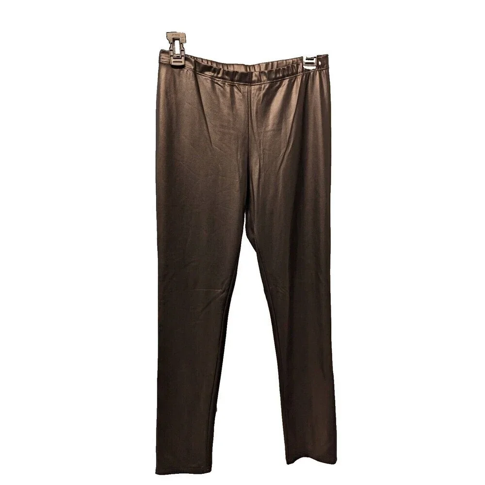CLARA SUN WOO Medium Pants Faux Leather‎ Elastic Waist Slim Leg